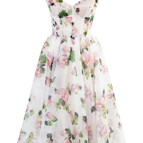 Milla Tender Floral Midi Tie Strap Dress - XS - Picture 3 of 5